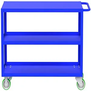 VALLEY CRAFT F89175BUPY 3 Shelf Utility Cart With Flush Top, 30 x 48 Inch Shelf, Blue, 30 x 53 x 36 Inch Size | CJ6TPT