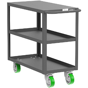 VALLEY CRAFT F89173GYMO 3 Shelf Utility Cart With Flush Top, 30 x 60 x 39 Inch Size, Gray, Mold On Caster | CJ6TQE