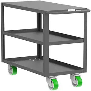 VALLEY CRAFT F89175GYPY 3 Shelf Utility Cart With Flush Top, 30 x 48 Inch Shelf, Gray, 30 x 53 x 36 Inch Size | CJ6TPQ