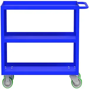 VALLEY CRAFT F89178BUPY 3 Shelf Utility Cart with Lip, 18 x 36 Inch Shelf, Blue, 18 x 41 x 36 Inch Size | CJ6TMX