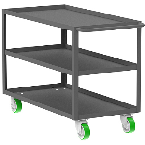 VALLEY CRAFT F89222GYMO 3 Shelf Utility Cart With Lip, 24 x 36 x 39 Inch Size, Gray, Mold On Caster | CJ6TNJ