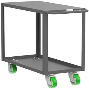 VALLEY CRAFT F89181GYMO 2 Shelf Utility Cart with Flush Top, 30 x 48 x 39 Inch Size, Gray, Mold On Caster | CJ6TMB