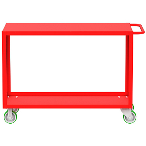 VALLEY CRAFT F89224RDMO 2 Shelf Utility Cart with Flush Top, 24 x 36 x 39 Inch Size, Red, Mold On Caster | CJ6TKY