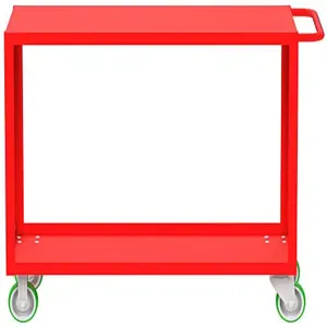 VALLEY CRAFT F89183RDPY 2 Shelf Utility Cart, 2000 lbs Capacity, 18 x 36 Inch Shelf, Red, 18 x 41 x 36 Inch Size | CJ6TKJ