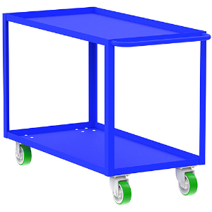 VALLEY CRAFT F89226BUMO 2 Shelf Utility Cart With Lip, 24 x 36 x 39 Inch Size, Blue, Mold On Caster | CJ6TKW