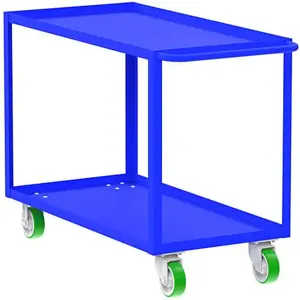 VALLEY CRAFT F89182BUPY 2 Shelf Utility Cart With Lip, 30 x 48 Inch Shelf, Blue, 30 x 53 x 36 Inch Size | CJ6TLW