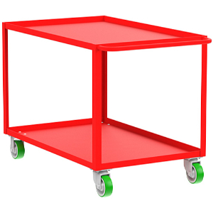 VALLEY CRAFT F89226RDMO 2 Shelf Utility Cart With Lip, 24 x 36 x 39 Inch Size, Red, Mold On Caster | CJ6TKR