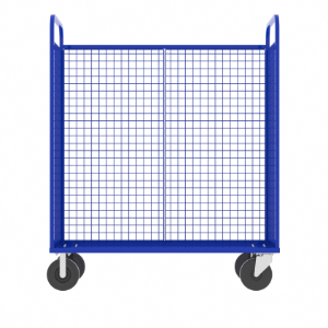 VALLEY CRAFT F89726VCBL Cage Cart, 3 Sided, With Shelf, 12 gauge Steel, 57 x 30 x 68 Inch Size, Blue | CJ6THP
