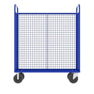 VALLEY CRAFT F89256VCBL Cage Cart, 3 Sided, No Shelf, 12 gauge Steel, 57 x 30 x 68 Inch Size, Blue | CJ6THL