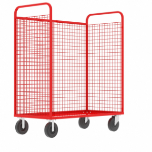 VALLEY CRAFT F89726VCRD Cage Cart, 3 Sided, With Shelf, 12 gauge Steel, 57 x 30 x 68 Inch Size, Red | CJ6THQ