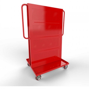 VALLEY CRAFT F89550R Mobile A Frame Cart, 36, 2 Round Peg Pegboard Panels, Red | AJ8GFX