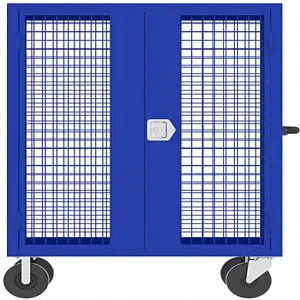 VALLEY CRAFT F89557VCBL Security Cart, 2000 lbs Capacity, 48 x 24 Inch Base, Blue, 51 x 24 x 66 Inch Size | CJ6TJT