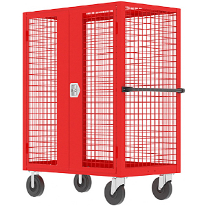 VALLEY CRAFT F89556VCRD Security Cart, 2000 lbs Capacity, 60 x 30 Inch Base, Red, 63 x 30 x 66 Inch Size | CJ6TKB
