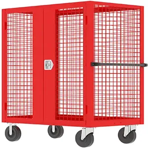 VALLEY CRAFT F89556VCRD Security Cart, 2000 lbs Capacity, 60 x 30 Inch Base, Red, 63 x 30 x 66 Inch Size | CJ6TKB