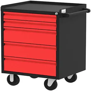 VALLEY CRAFT F89616RB Workbench, 5 Drawers, 1 Door, 48 x 21 x 36 Inch Size, Red/Black | CJ6TYV