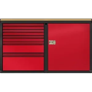 VALLEY CRAFT F89615RD Mobile Cabinet, 48, 1 Set Shelf Size( 3, 3, 3, 6, 9) & Door, Red | AJ8GJV