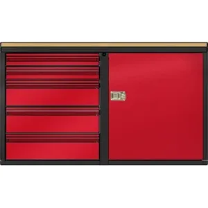 VALLEY CRAFT F89616RD Mobile Cabinet, 48, 1 Set Shelf Size( 3, 3, 6, 6, 6) & Door, Red | AJ8GJY