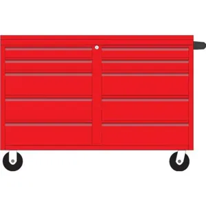 VALLEY CRAFT F89621RD Mobile Cabinet, 48, 2 Sets Shelf Size( 3, 3, 6, 6, 6), Red | AJ8GKP