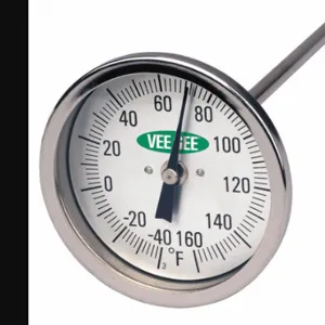 VEE GEE 82160-12 Soil Dial Thermometer, 3 Inch Dial Dia, 1/2 Inch Npt Male, Back, 12 Inch Stem Lg | CV4PEH 55EZ26