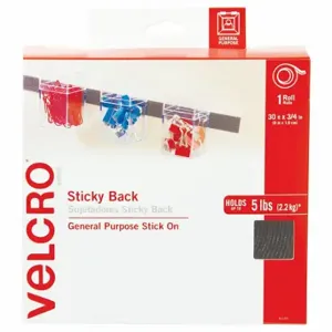 VELCRO 91137 Sticky Back H&L Fstnr, Disp, .75 Inch Sizex30ft, Blk | CU7QUV 43KU43