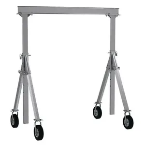 VESTIL AHA-15-10-8-PNU Gantry Crane With Pneumatic Caster, 1500 lb., 10 x 8 Feet Size, Silver, Aluminum | AG7LDF