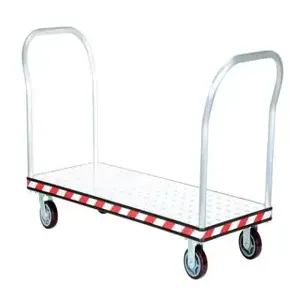 VESTIL ATP-C-2460-2HDL Platform Truck, Double Handle, Tread Plate, 24 x 60 Inch Size, Silver, Aluminum | AG7MAZ