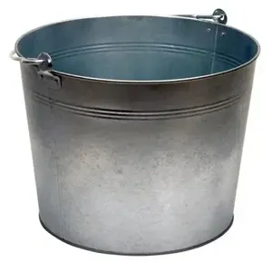 VESTIL BKT-GAL-500 Steel Bucket, 5 Capacity Gallon, With Handle, Galvanised | AC8PQQ 3CYL1