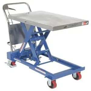 VESTIL CART-1000-TS Single Hydraulic Scissor Cart, 1000 Lb. Capacity, 32 Inch x 19.75 Inch Size | AG7PBK