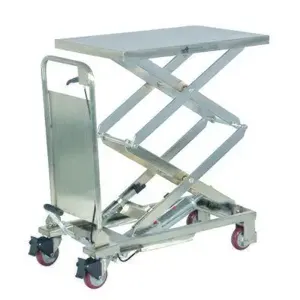 VESTIL CART-200-D-PSS Scissor Lift Cart, 220 Lb., Stainless Steel Fixed | AC3HMA 2TKX8