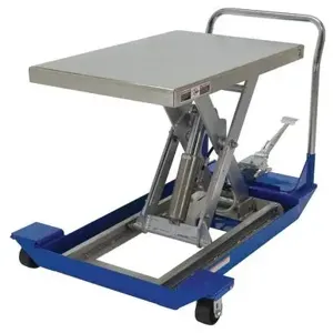 VESTIL CART-24-10-M-PSS Foot Powered Pump Scissor Cart, 1000 Lb. Capacity, 48 x 24 Inch Size | CE3ARR