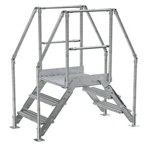 VESTIL COL-3-26-14-HDG Cross-Over Ladder, 3 Step, 54.5 x 72.15 Inch Size, Galvanized Steel, Silver | CE3AVW