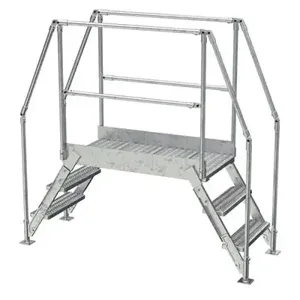 VESTIL COL-3-26-33-HDG Cross-Over Ladder, 3 Step, 78 x 72.15 Inch Size, Galvanized Steel, Silver | CE3AVY