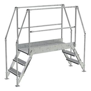 VESTIL COL-3-26-44-HDG Cross-Over Ladder, 3 Step, 90.5 x 72.15 Inch Size, Galvanized Steel, Silver | CE3AVZ