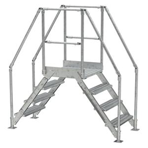 VESTIL COL-4-36-14-HDG Cross-Over Ladder, 4 Step, 67 x 82.15 Inch Size, Galvanized Steel, Silver | CE3AWA