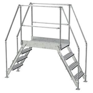 VESTIL COL-4-36-33-HDG Cross-Over Ladder, 4 Step, 91 x 82.15 Inch Size, Galvanized Steel, Silver | CE3AWC
