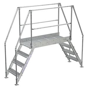 VESTIL COL-4-36-44-HDG Cross-Over Ladder, 4 Step, 103 x 82.15 Inch Size, Galvanized Steel, Silver | CE3AWD