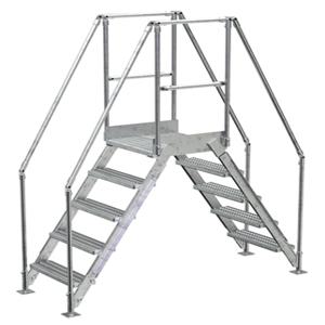 VESTIL COL-5-46-14-HDG Cross-Over Ladder, 5 Step, 79.5 x 92.15 Inch Size, Galvanized Steel, Silver | CE3AWE