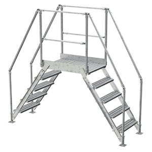VESTIL COL-5-46-23-HDG Cross-Over Ladder, 5 Step, 91.5 x 92.15 Inch Size, Galvanized Steel, Silver | CE3AWF