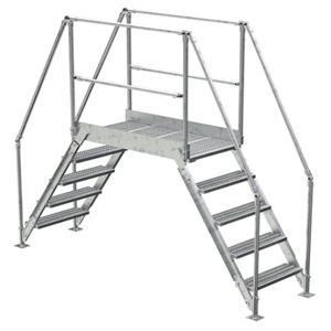 VESTIL COL-5-46-33-HDG Cross-Over Ladder, 5 Step, 103.5 x 92.15 Inch Size, Galvanized Steel, Silver | CE3AWG
