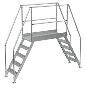 VESTIL COL-5-46-44-HDG Cross-Over Ladder, 5 Step, 115.5 x 92.15 Inch Size, Galvanized Steel, Silver | CE3AWH