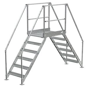 VESTIL COL-6-56-23-HDG Cross-Over Ladder, 6 Step, 104 x 102.5 Inch Size, Galvanized Steel, Silver | CE3AWK