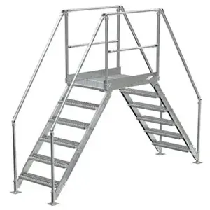 VESTIL COL-6-56-23-HDG Cross-Over Ladder, 6 Step, 104 x 102.5 Inch Size, Galvanized Steel, Silver | CE3AWK