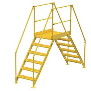 VESTIL COL-6-56-23 Cross-over Ladder 6-Step, 58 Inch Height, 26 Inch Width, Yellow | AG7PLD
