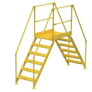 VESTIL COL-6-56-23 Cross-over Ladder 6-Step, 58 Inch Height, 26 Inch Width, Yellow | AG7PLD