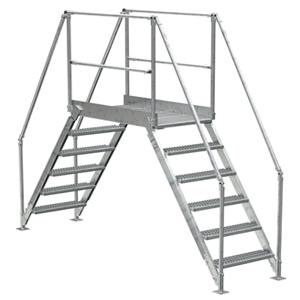VESTIL COL-6-56-33-HDG Cross-Over Ladder, 6 Step, 116 x 102.5 Inch Size, Galvanized Steel, Silver | CE3AWL