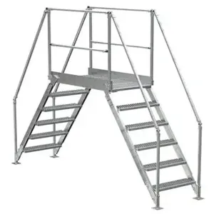 VESTIL COL-6-56-33-HDG Cross-Over Ladder, 6 Step, 116 x 102.5 Inch Size, Galvanized Steel, Silver | CE3AWL