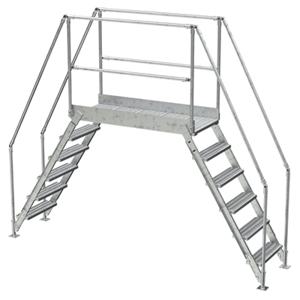 VESTIL COL-6-56-44-HDG Cross-Over Ladder, 6 Step, 128 x 102.5 Inch Size, Galvanized Steel, Silver | CE3AWM