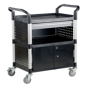 VESTIL CSC-DD Commercial Cart, 33x 19 Inch Size, 3-Shelf With Doors | AG7PPU