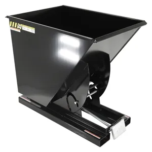 VESTIL D-100-HD-BLK-HG Self Dumping Hopper, Heavy Duty, 1 cu. yd., 6000 Lb., Black High Gloss, Steel | CE3BVR