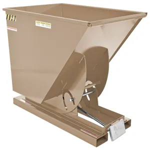 VESTIL D-100-HD-BRN-KT Self Dumping Hopper, Heavy Duty, 1 cu. yd., 6000 Lb., Khaki Tan, Steel | CE3BVW